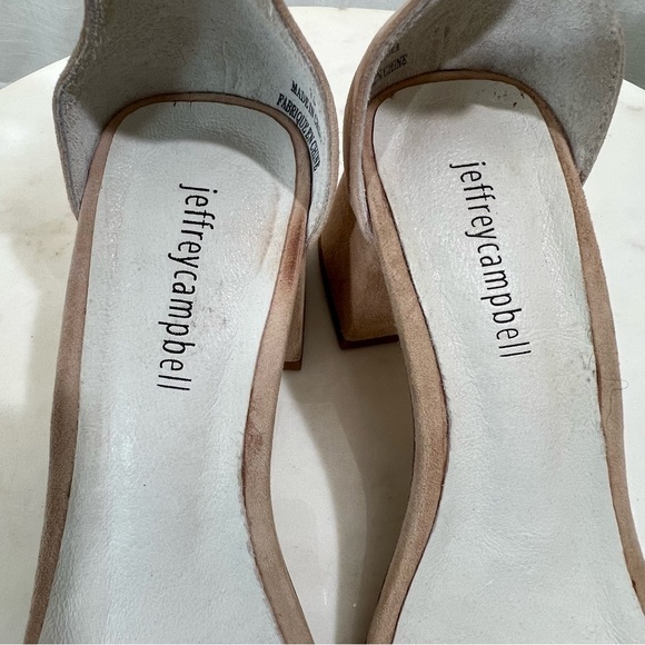 Jeffrey Campbell Lindsey Taupe Suede Block Heel Sandals Size 7.5 - Picture 6 of 16